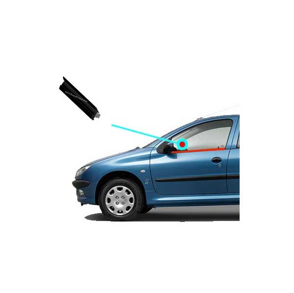 Dust-strip-and-holder-outside-the-left-front-door-glass-of-Peugeot-206