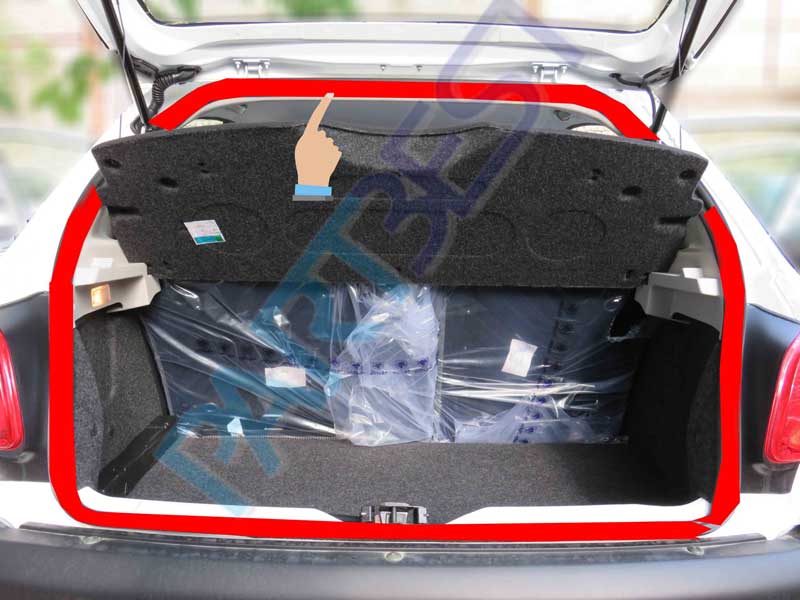 Peugeot 206HB mastic trunk lid bar